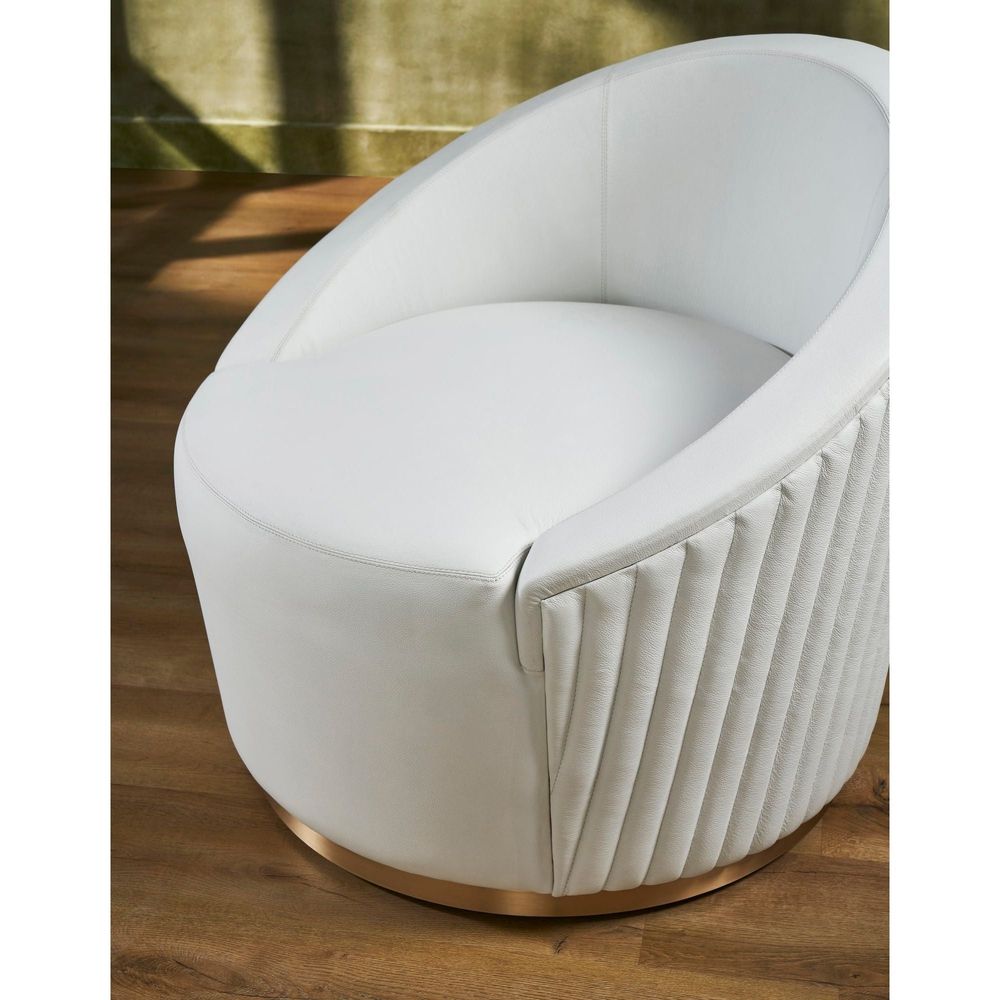 Dawson Leather Swivel Chair - White