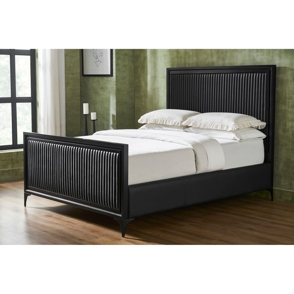Beds Stanford Leather Queen Bed - Black