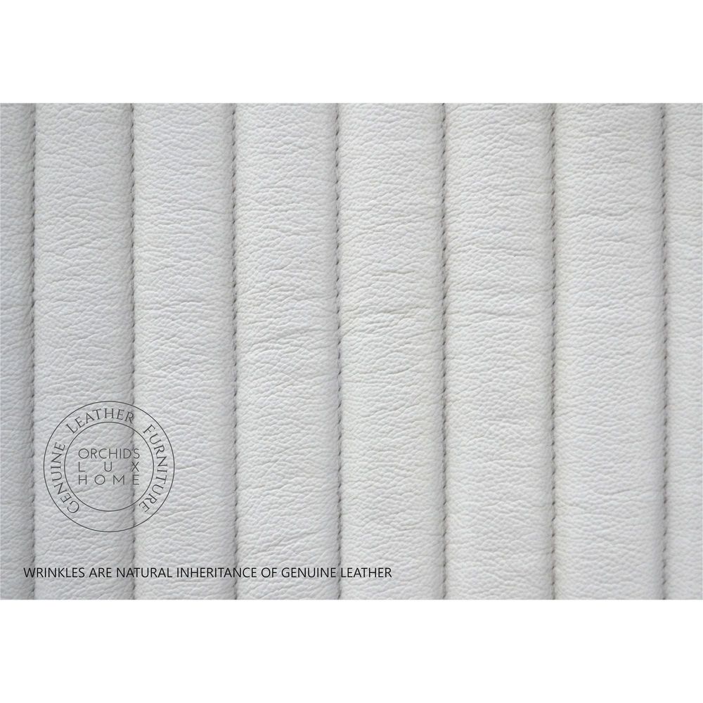 Stanford Leather Queen Bed - White
