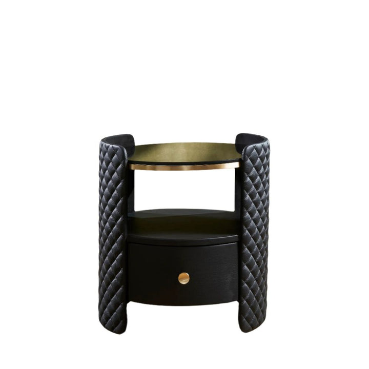 Side Tables Harvard Round Leather Wrapped End Table - Black