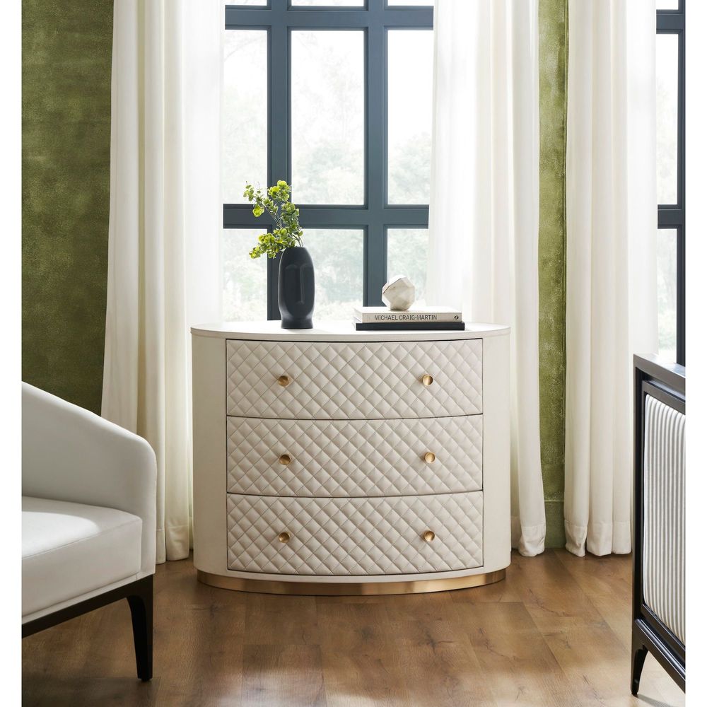 Dressers & Chests Harvard Three Drawer Quilted Leather Wrapped Chest - White