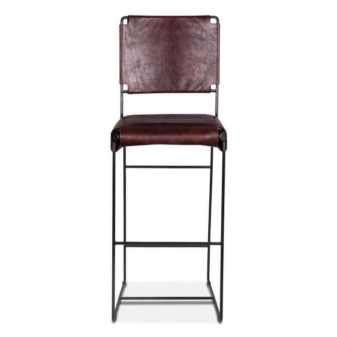 New York 17" Chocolate Leather Bar Chair-Home Trends & Designs-HOMETD-FNY-BC18-CH-GG-Stools & Ottomans-1-France and Son