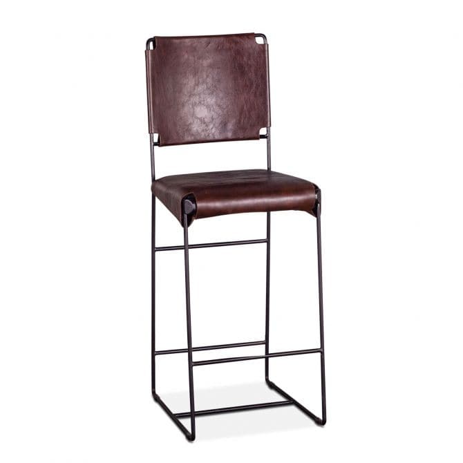 New York 17" Chocolate Leather Bar Chair-Home Trends & Designs-HOMETD-FNY-BC18-CH-GG-Stools & Ottomans-2-France and Son