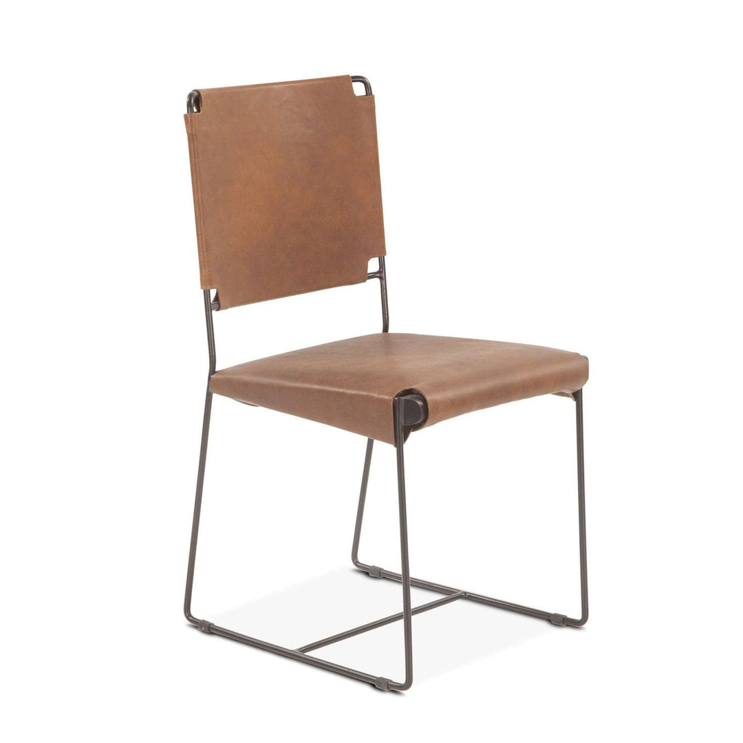 New York 17" Buffalo Leather and Iron Dining Chair-Home Trends & Designs-HOMETD-FNY-DC18BR-Dining ChairsBrown-5-France and Son