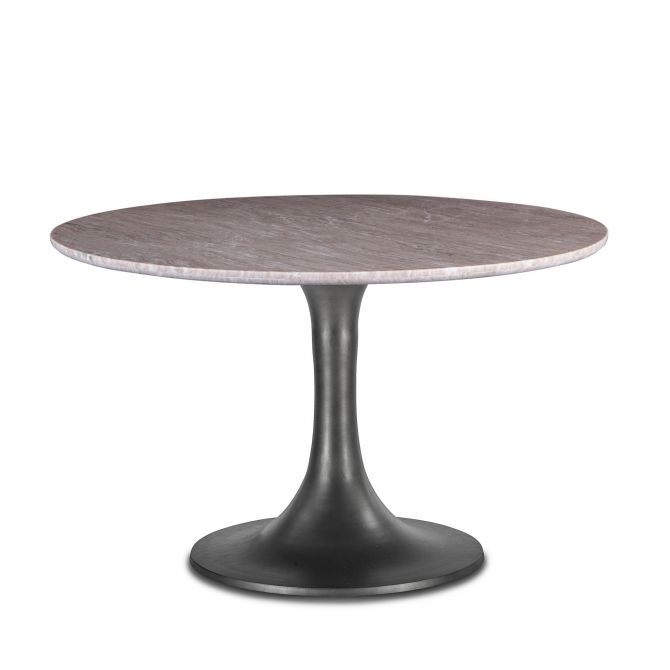 Palm Springs 48" Marble Round Dining Table Silver Base-Home Trends & Designs-HOMETD-FPA-RD48-TLSL-BL-Dining TablesLarjaria Marble-2-France and Son