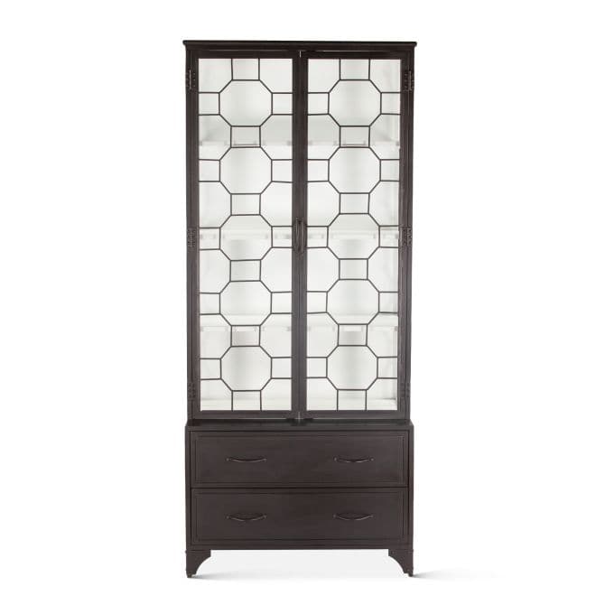 Pompeii Iron and Glass Cabinet Matte Black-Home Trends & Designs-HOMETD-FPP-GC37BLK-Bookcases & Cabinets37"-1-France and Son