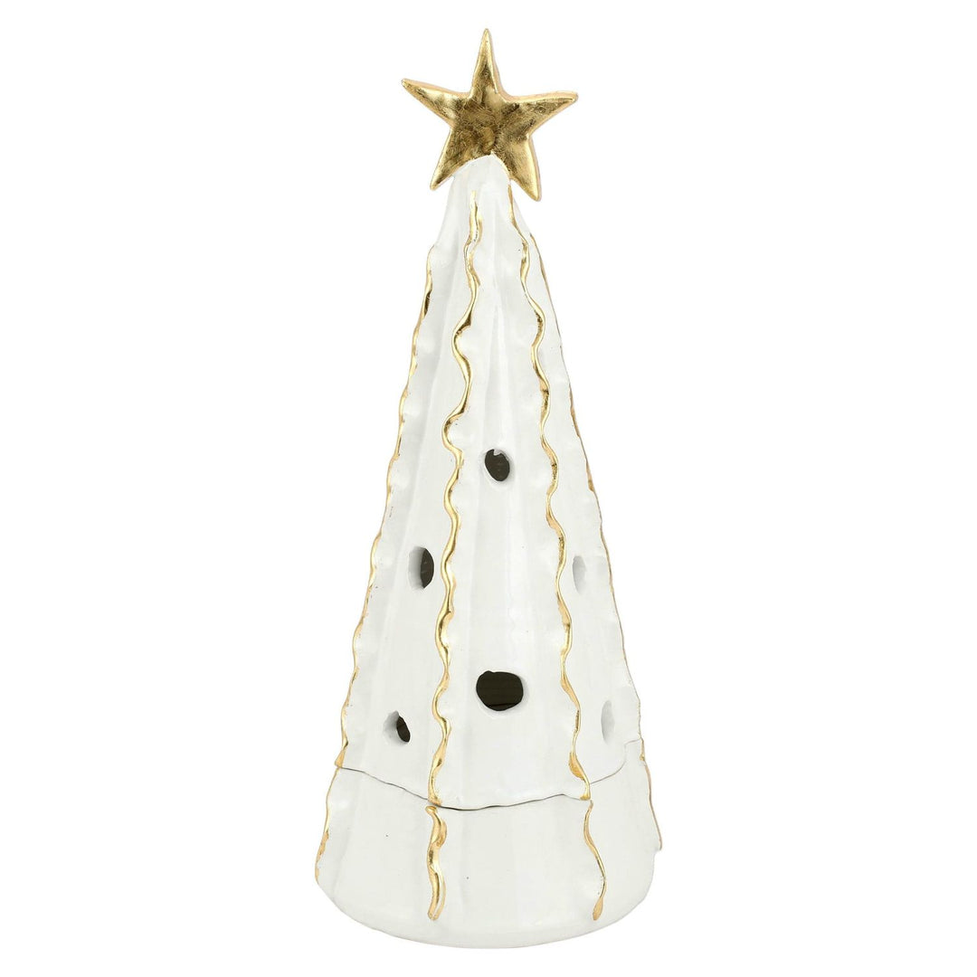 Foresta Tree with Ribbon & Gold Star - White
