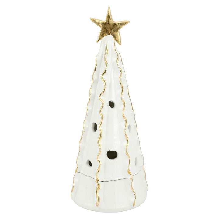 Foresta Tree with Ribbon & Gold Star - White