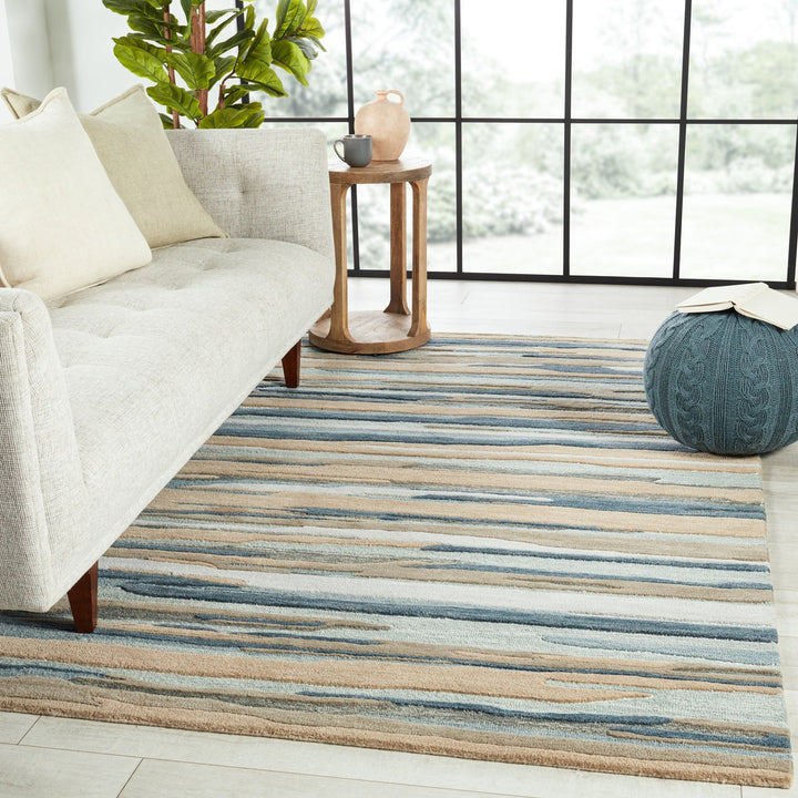 Jaipur Living Rhine Handmade Striped Blue/ Beige Area Rug (9'X12')