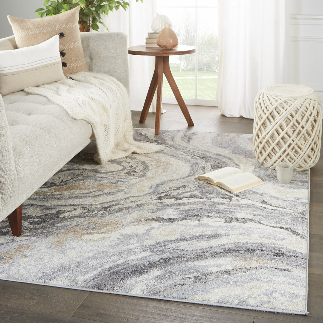 Vibe by Jaipur Living Gatlin Abstract Gray/ Cream Runner Rug (3'X10')