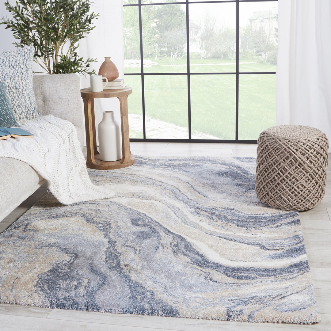 Vibe by Jaipur Living Orion Abstract Blue/ Light Gray Area Rug (12'X15')