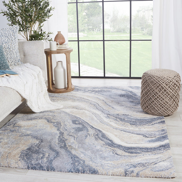 Vibe by Jaipur Living Orion Abstract Blue/ Light Gray Area Rug (8'X10')