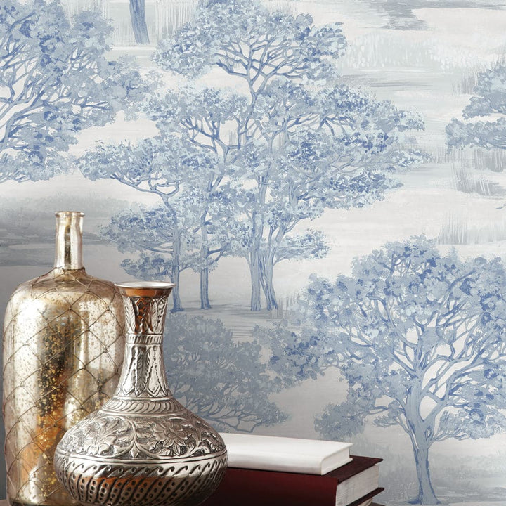 Forest Toile Peel And Stick Wallpaper-Tempaper & Co.-Tempaper-FT15113-Wall PaperIce Blue-5-France and Son