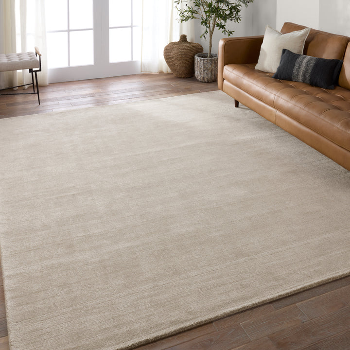 Jaipur Living Arcus Handmade Indoor/Outdoor Solid Taupe/ Cream Area Rug (9'X12')