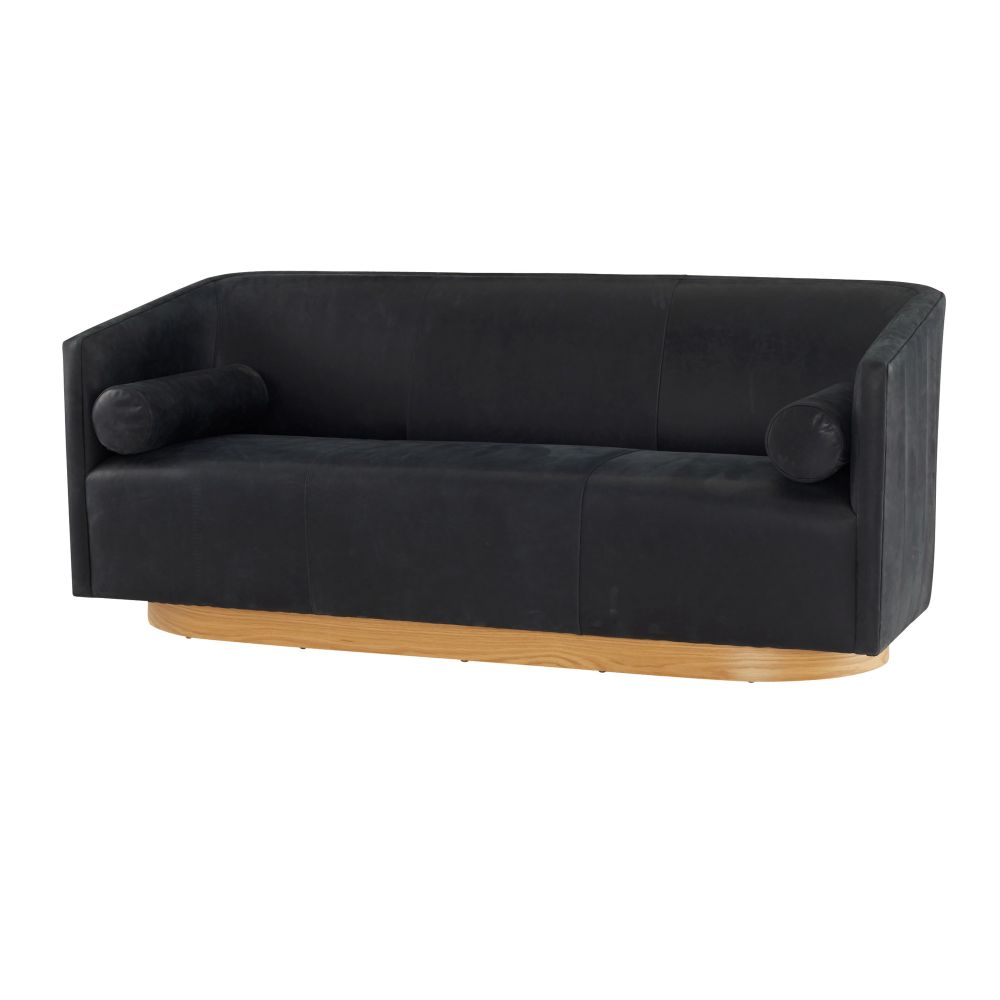 Ripley Sofa Noir Leather White Oyster - Black
