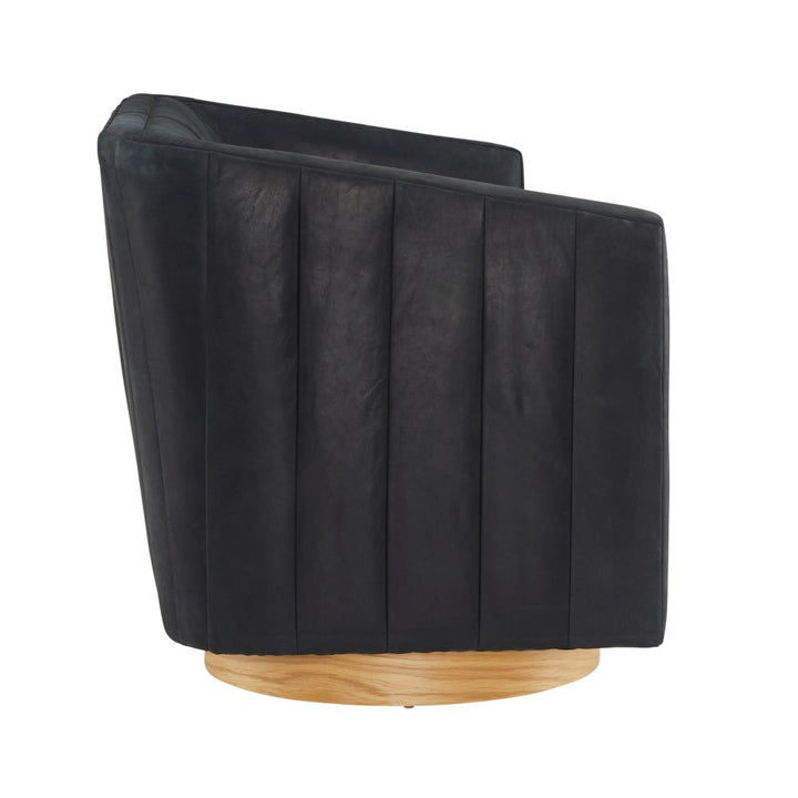 Ripley Sofa Noir Leather White Oyster - Black