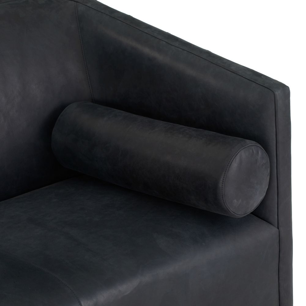 Ripley Sofa Noir Leather White Oyster - Black