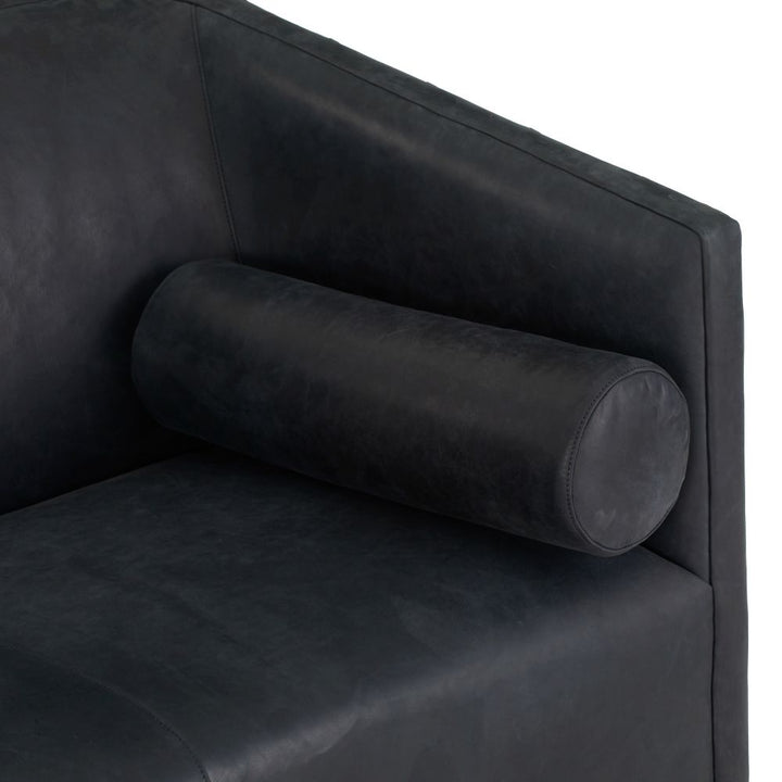 Ripley Sofa Noir Leather White Oyster - Black