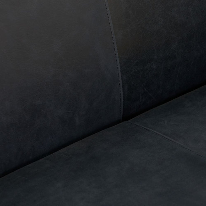 Ripley Sofa Noir Leather White Oyster - Black