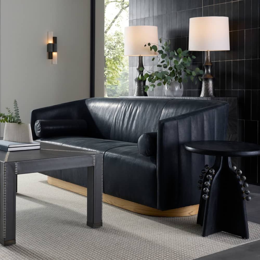 Sofas Ripley Sofa Noir Leather White Oyster - Black