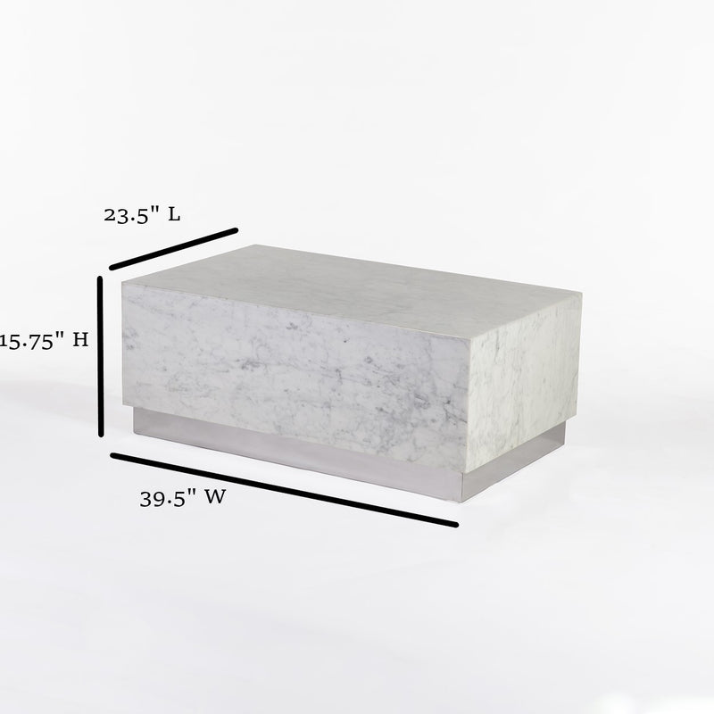 Carrera Marble Kubik Coffee Table - Large-France & Son-FV110WHT-Coffee Tables-4-France and Son