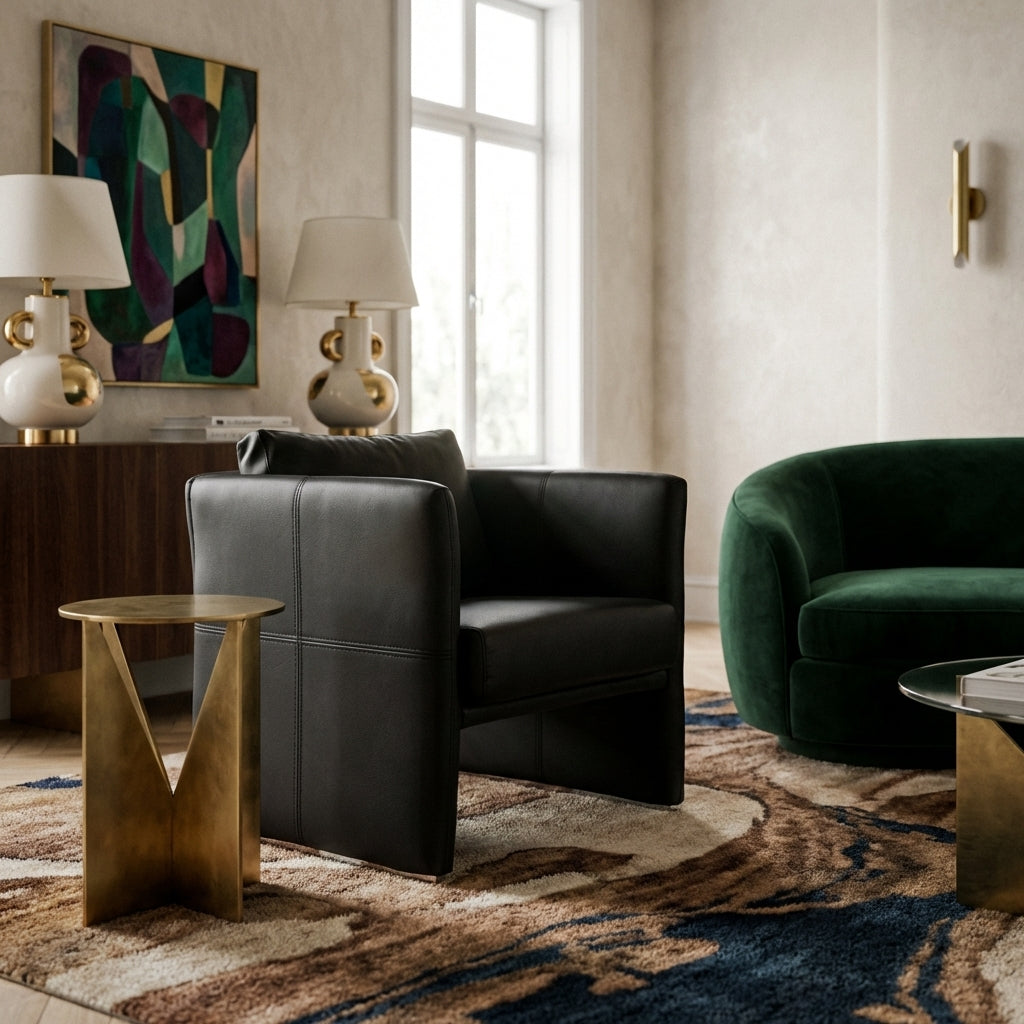 Uller Bucket Lounge Chair - Black Vegan Leather