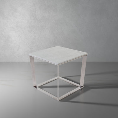 Carrara Marble Parma Table - Square-France & Son-FV8618WHT-Side Tables-1-France and Son