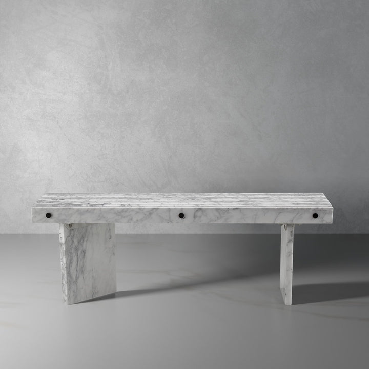 Leandro Carrara Marble Bench-France & Son-FV9872WHT-Benches-1-France and Son