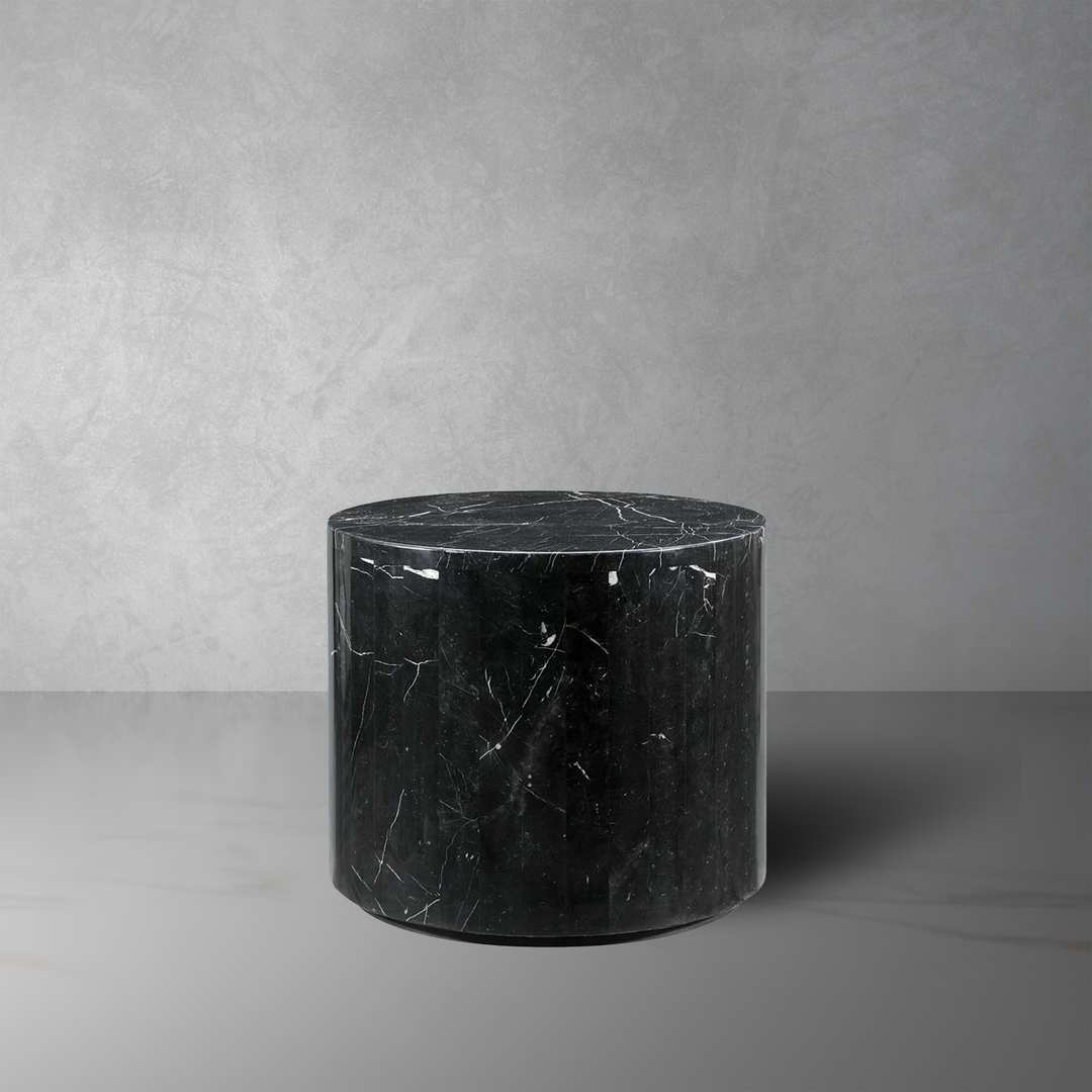 Nero Marquina Marble Side Table - Polished-France & Son-FVT040BLK-Side Tables-1-France and Son