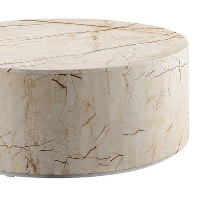 Monolith Drum Coffee Table-France & Son-FVT041WHT-Coffee TablesWhite Carrara Marble-10-France and Son