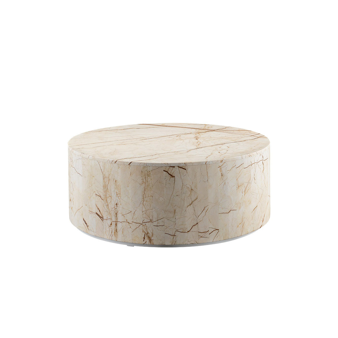 Monolith Drum Coffee Table-France & Son-FVT041SGOLD-Coffee TablesGold Marble-9-France and Son