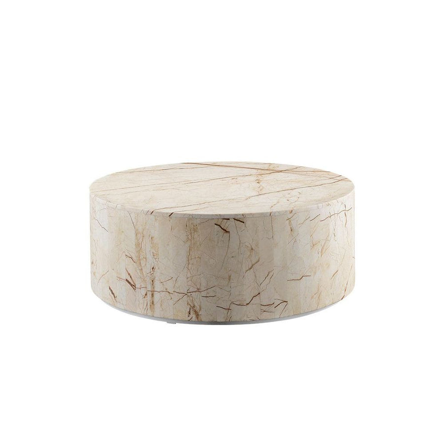 Monolith Drum Coffee Table-France & Son-FVT041SGOLD-Coffee TablesGold Marble-9-France and Son