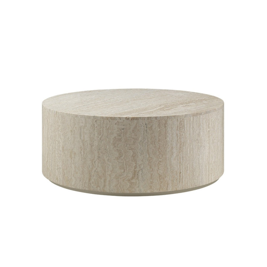 Monolith Drum Coffee Table-France & Son-FVT041TVTW-Coffee TablesWhite Travertine-4-France and Son