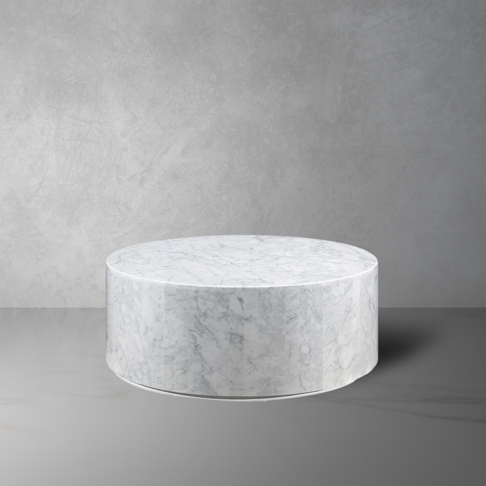 Carrara Marble Drum Coffee Table France & Son