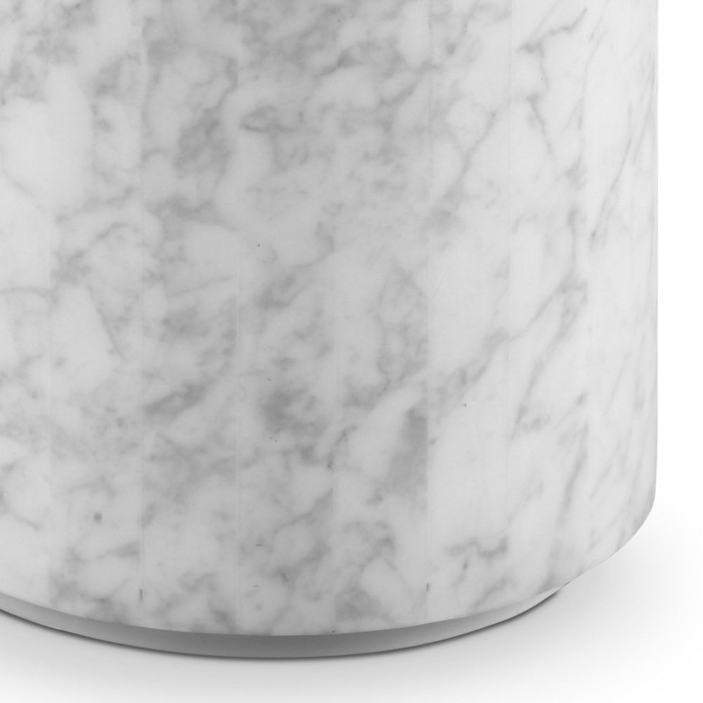 Rental Carrara Marble Drum Pedestal Side Table 20.5 x 12 Dia - Rental Price/Week