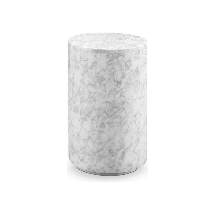 Carrara Marble Drum Pedestal Side Table-France & Son-FVT045MWHT-Side Tables-1-France and Son