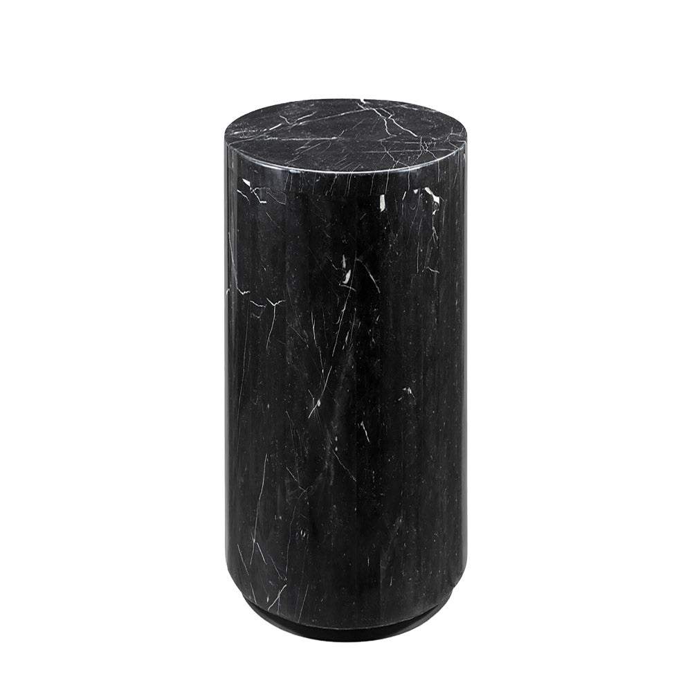 Monolith Marble Drum Pedestal Side Table - 28" Tall