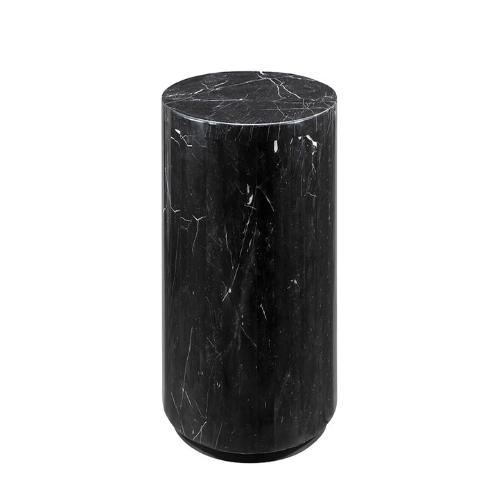 Monolith Marble Drum Pedestal Side Table - 28" Tall