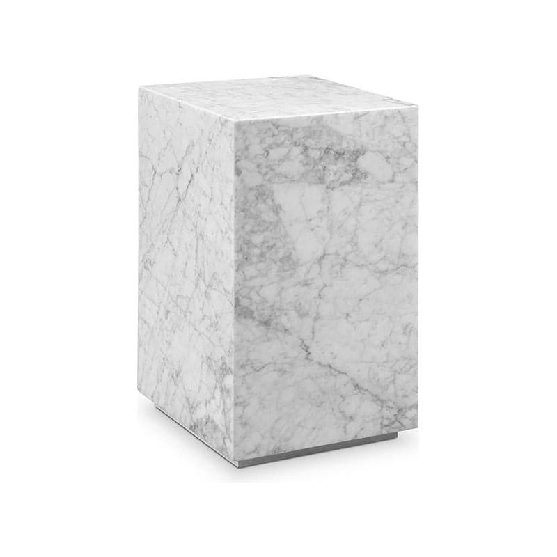 Carrara Marble Pedestal Side Table - Square-France & Son-FVT051MWHT-Side Tables-1-France and Son