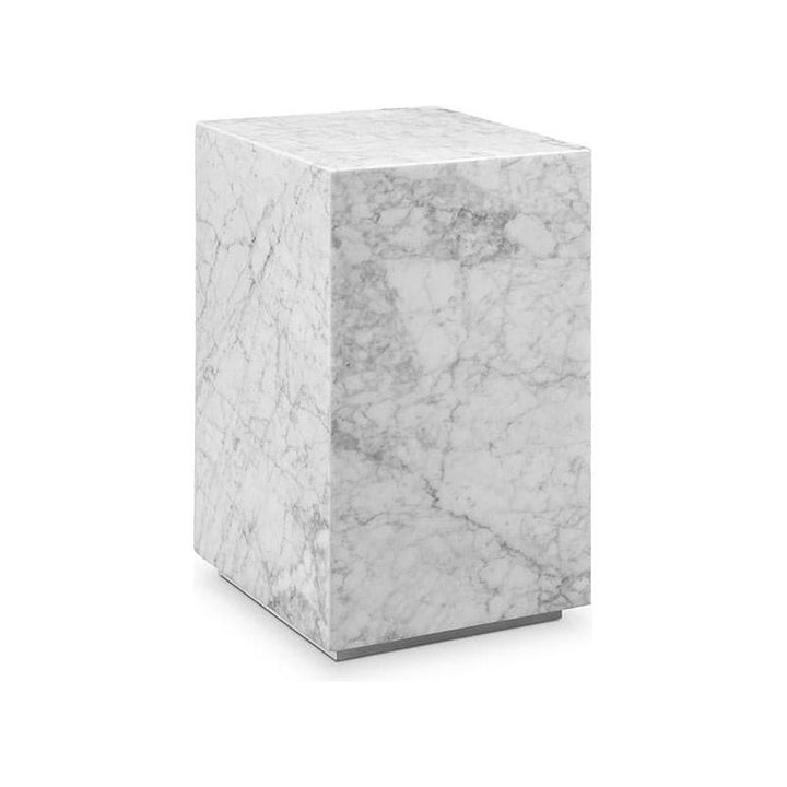 Carrara Marble Pedestal Side Table - Square-France & Son-FVT051MWHT-Side Tables-1-France and Son