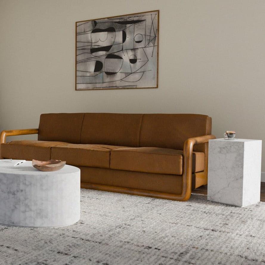 Carrara Marble Monolith Pedestal Side Table - Square-France & Son-FVT051MWHT-Side Tables-4-France and Son