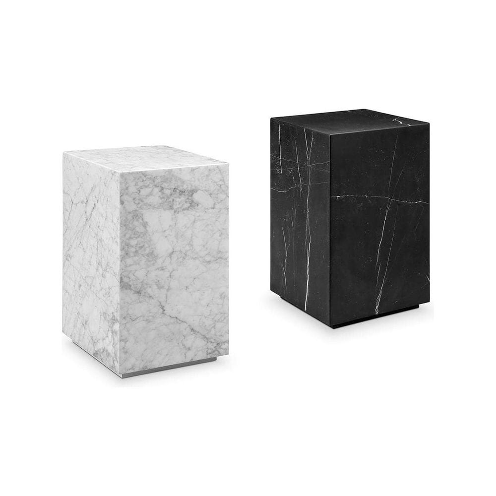 Carrara Marble Pedestal Side Table - Square-France & Son-FVT051MWHT-Side Tables-2-France and Son