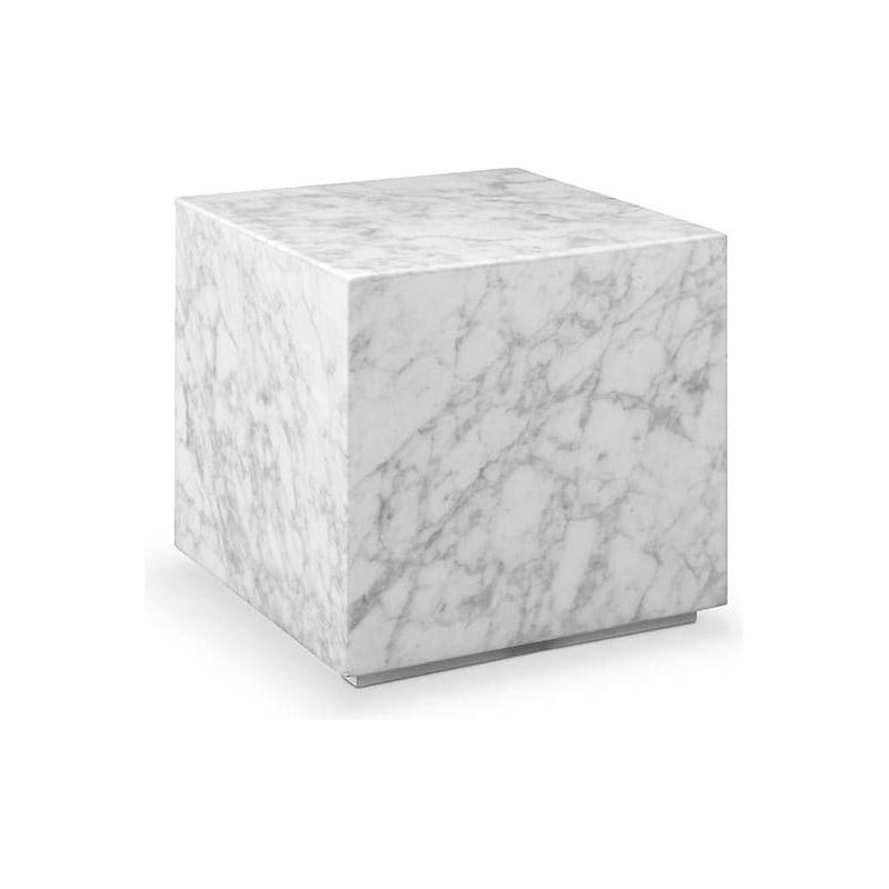 Carrara Marble Cube Side Table - Square-France & Son-FVT052MWHT-Side Tables-1-France and Son