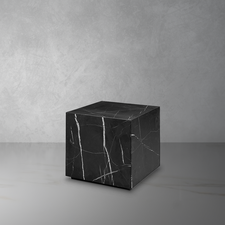 Nero Marquina Black Marble Block Table - Square-France & Son-FVT052MBLK-Side Tables-1-France and Son