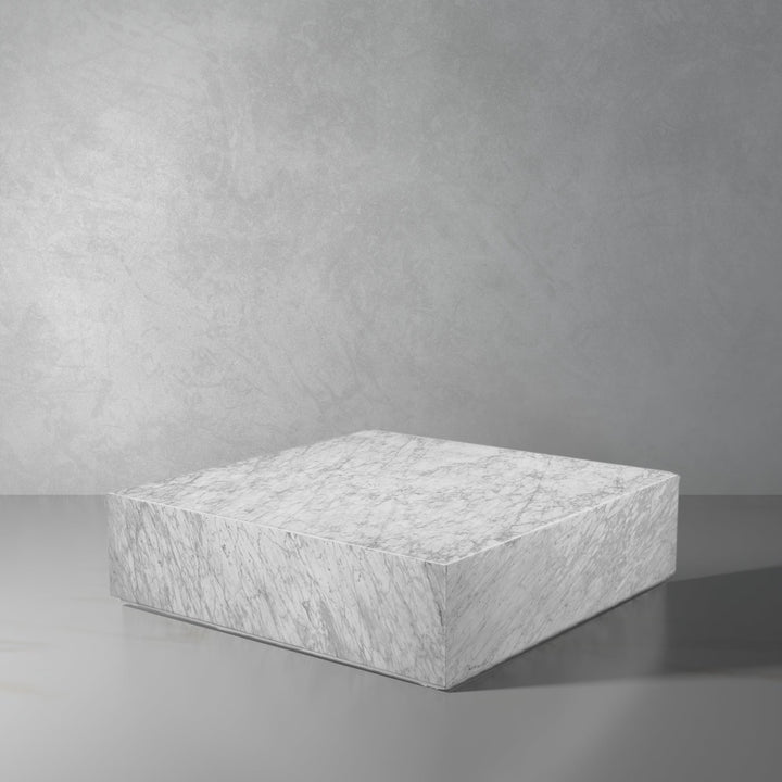 Marble Monolith Square Coffee Table-France & Son-FVT059MWHT-Coffee TablesWhite-1-France and Son