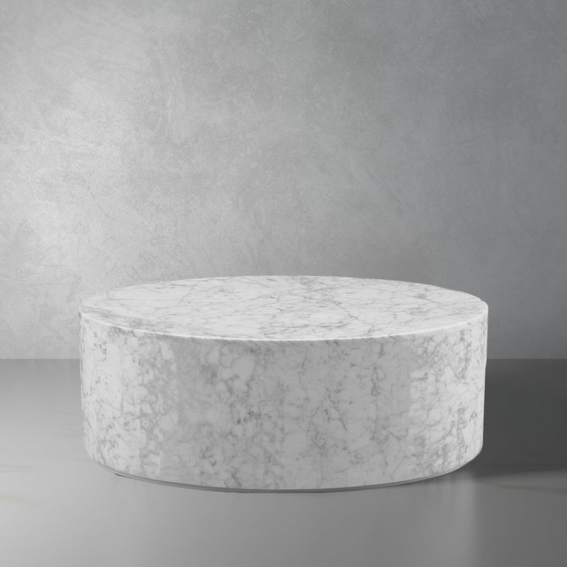 Carrara Marble Drum Coffee Table - Oval-France & Son-FVT061MWHT-Coffee Tables-1-France and Son