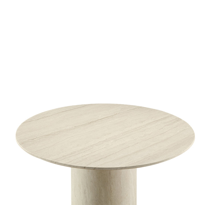 Bridie Round Travertine Pedestal Dining Table