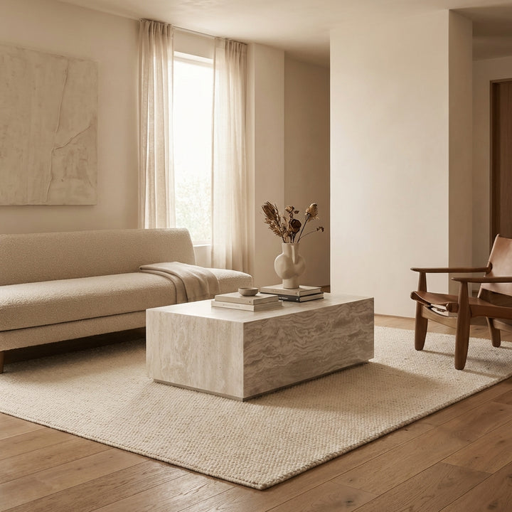 Travertine Monolith Coffee Table - 40" Rectangle