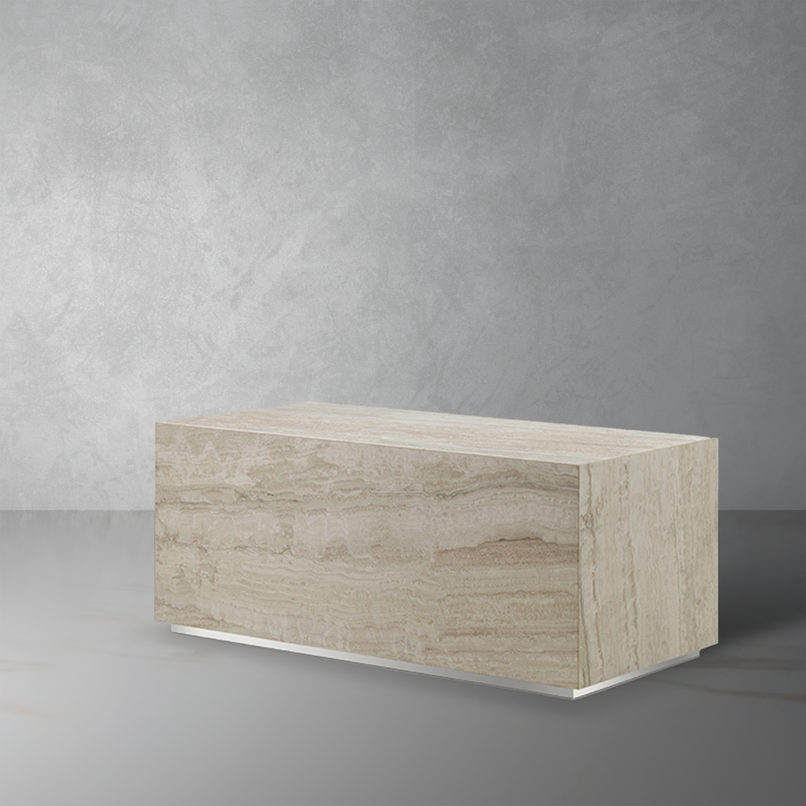 Travertine Monolith Rectangle Coffee Table-France & Son-FVT150TVTW-Coffee Tables-1-France and Son