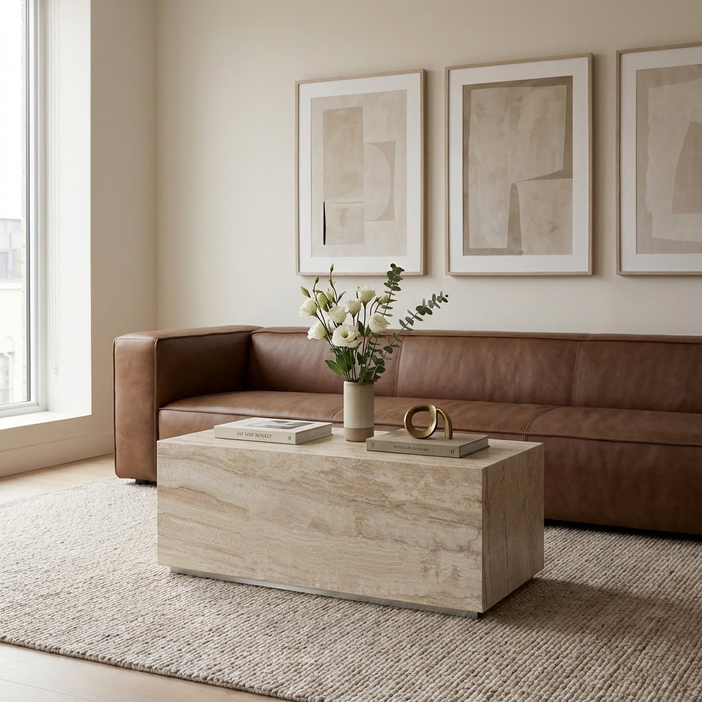 Travertine Monolith Rectangle Coffee Table